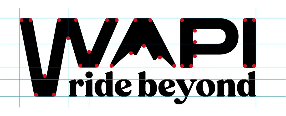 Logo WAPI final, tracé sur sa grille de construction avec ses points d'ancrage