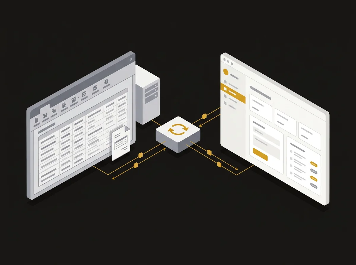 Illustration : votre logiciel de gestion et votre application en ligne, synchronisés en temps réel
