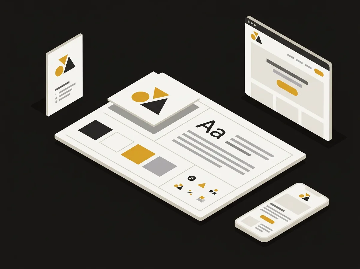 Illustration : un logo, sa charte graphique (couleurs, typographie) et ses déclinaisons sur papier, site et mobile